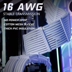 Asiahorse 16AWG Pro Power Supply Sleeved Cable for Power Supply Extension Cables