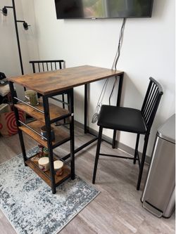 Compact wooden dining table
