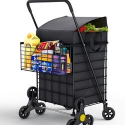 Large Heavy Duty Folding Stair Stepper Grocery/Utility Cart With Bag