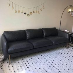 CB2 BLACK HOXTON LEATHER COUCH