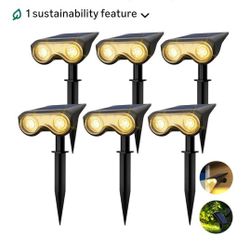 6 Pack, Solar Spot Lights Outdoor, IP67 Waterproof, 3 Lighting Modes