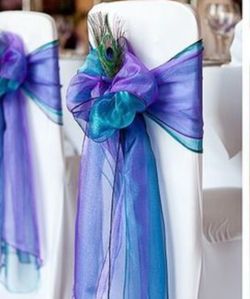 Purple and teal chair sashes