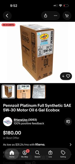 Pennzoil Platinum Full Synthetic 6 Gallons 5w-30