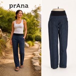 PrAna chambray light elastic waist travel/active pants Size Small