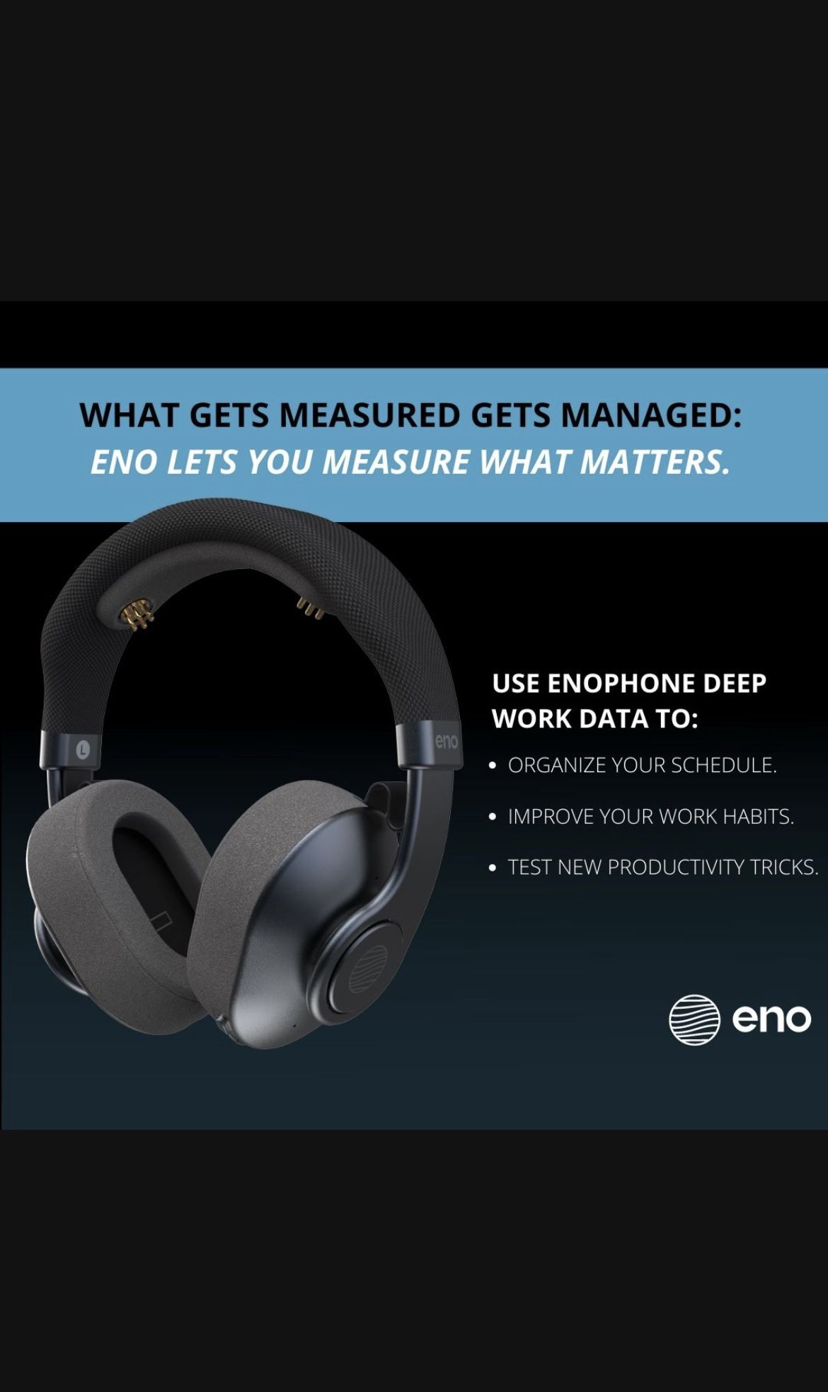 Enophone Productivity EEG Wireless Noise Cancelling Over Ear Headphones (Powered By Onkyo) For iPhone