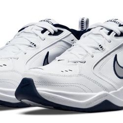 Nike AIR MONARCH IV Men White Blue 102 Walking Shoe Medium & WIDE WIDTH 4E EEEE