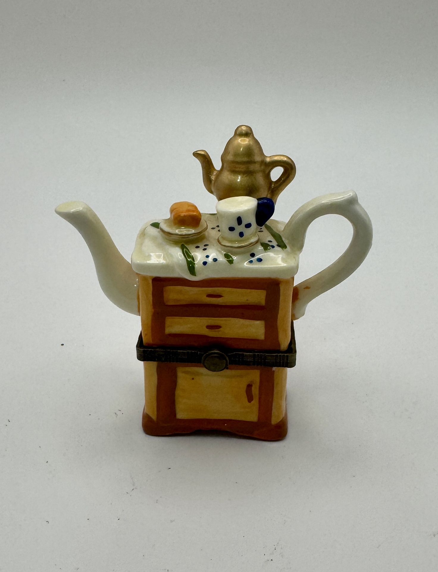 Vintage Porcelain Whimsical Tea Set Trinket/Pill Box