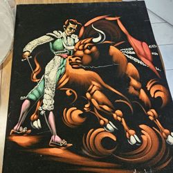 Vintage Black Velvet Matador Oil Painting 