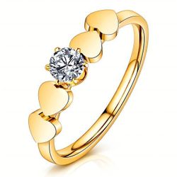 💖 18K Gold-Plated Heart Accented Solitaire Promise Ring 