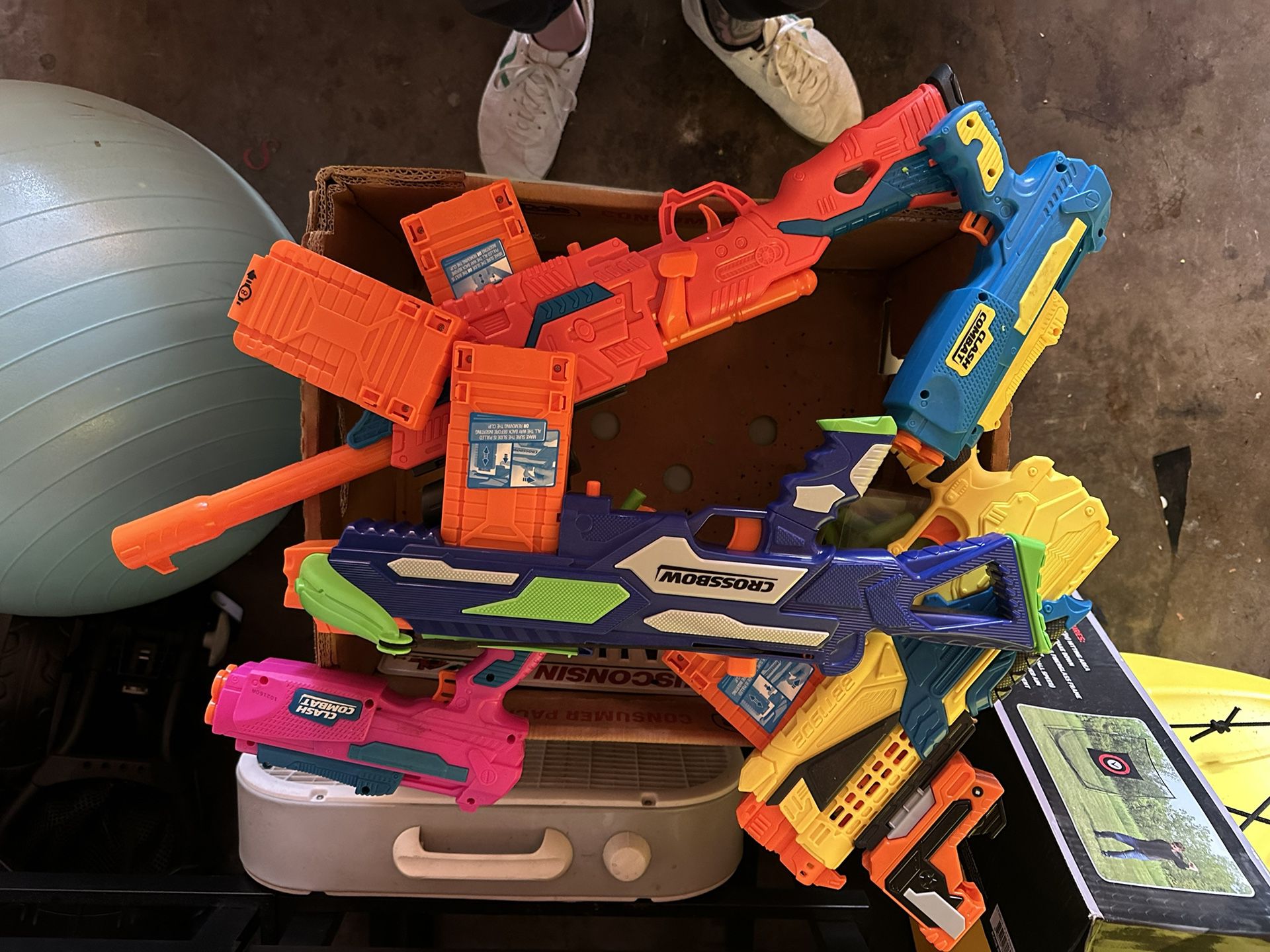Nerf Guns And Crossbow Plus Many Bullets 
