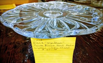 Block Wyndham mouth blown handmade Crystal cake stand