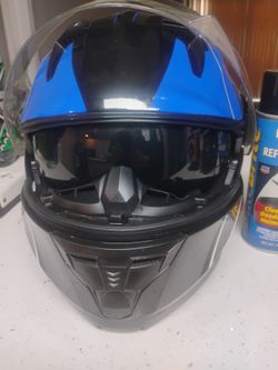 AHR Large Full Face Motorcycle Helmet With Built In Tinted Eye Shield