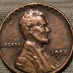 1958 D  Beautiful Toning Wheat Cent 