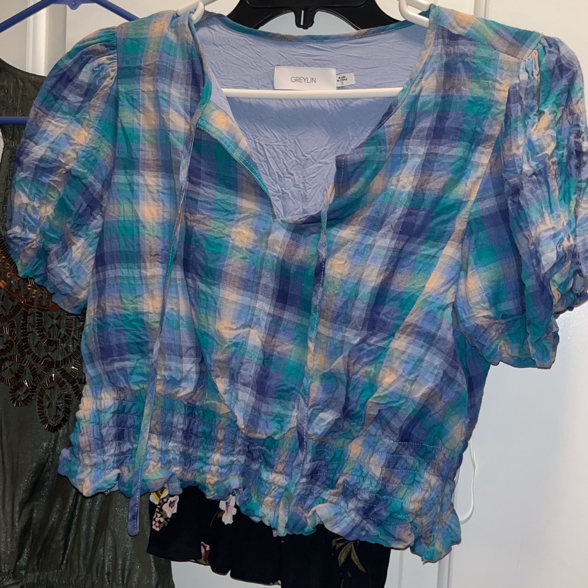 Country Size Small Plaid Blue Shirt 