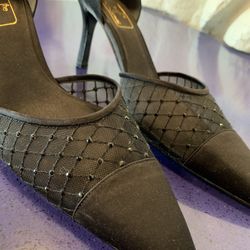 Touch Of Nina Black Mesh Heels Size 11