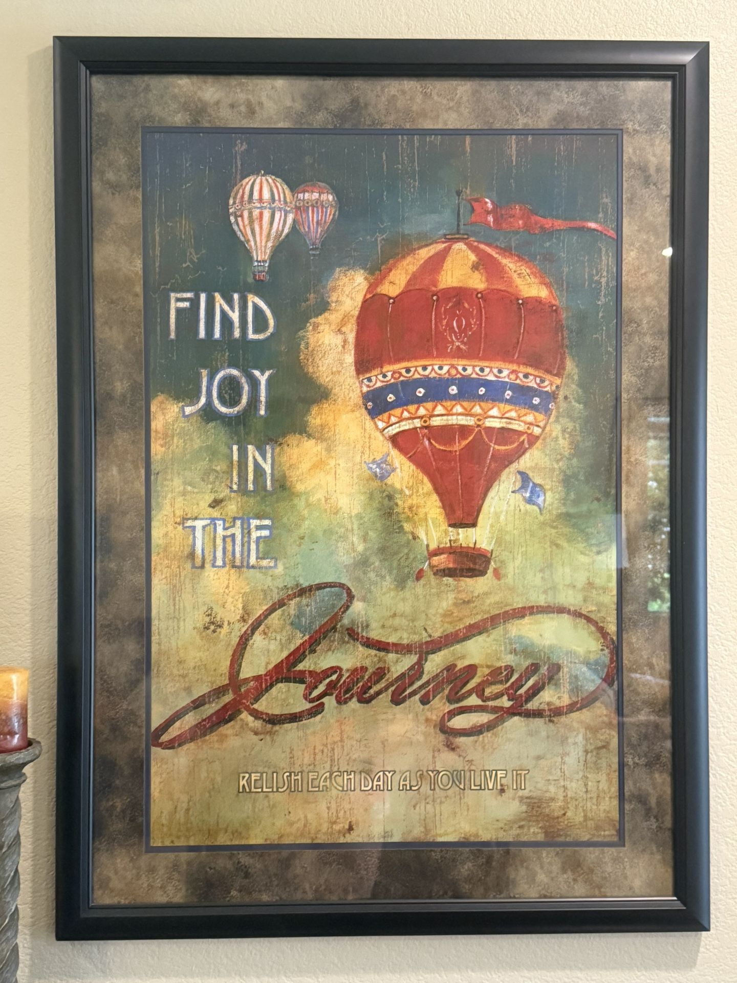 45" x 33" Framed Art, Hot Air Balloon Picture