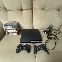 PS3, 12 games, 2 controllers