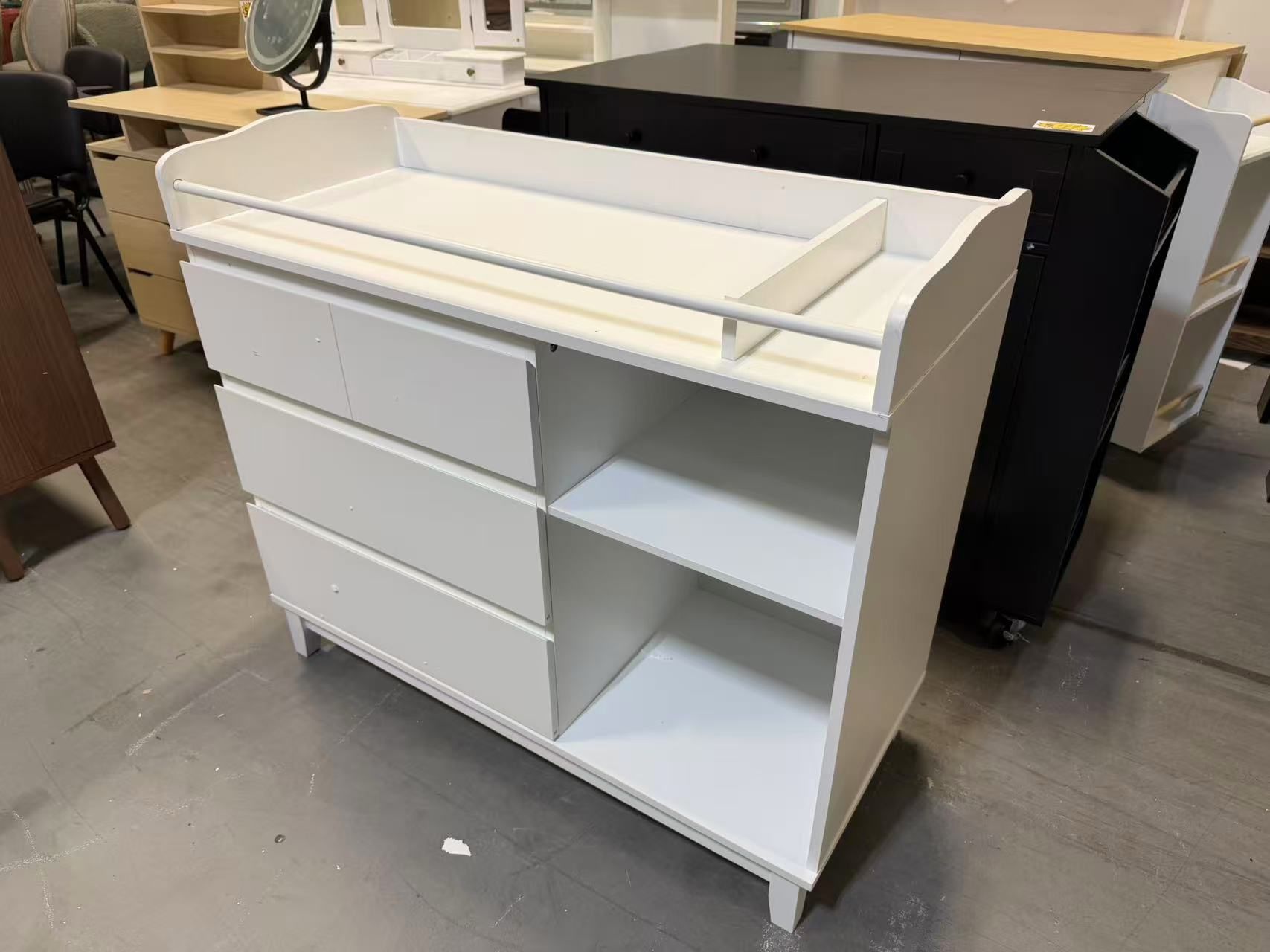 New Baby Changing Table Top, Multi-Functional Nursery Changing Table, 4 Drawers