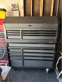 Husky Tool box with tools.