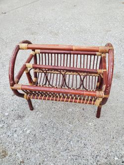 Vintage Rattan Bamboo Magazine Rack