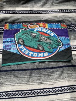 VTG 1997 Hot Wheels Power Pistons Twang Thang Twin Flat Sheet Pillowcase Mattel