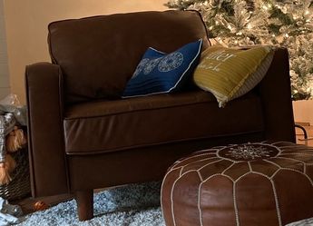 Leather Armchair with Mid Century Style