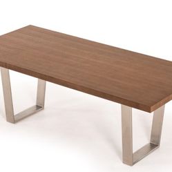 Byron Modern Walnut & Stainless Steel Dining Table