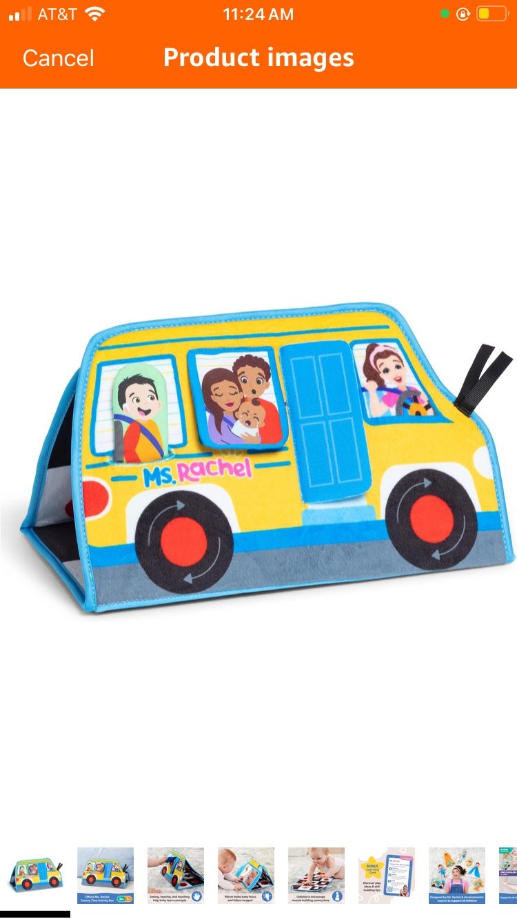 Ms. Rachel Official Tummy Time Activity Bus Folding Play Mat with Baby Mirror