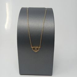 Beautiful 14K Yellow Gold 18" Heart Necklace 4.2g (#26474)