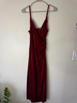 Zara Vampire Red Burgundy Velvet Midi Elegant Dress Size XS
