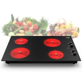 4 Burner Electric Cooktop,7200W Built-In & Countertop 30 Inch Stove Top With 9 Power Levels, Child Safety Lock & 99 Mins Timer, 30 Inch Electric Cookt