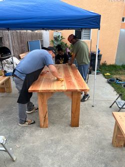 6ft Solid Wood Table & benches