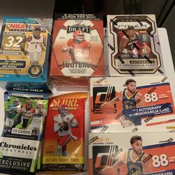 2019 NBA Hoops/ 2021 NFL Leaf Draft/2021 NBA Prizm/2021 NBA Donruss/  Nfl Chronicles Cellos/ NFl Score Cellos 