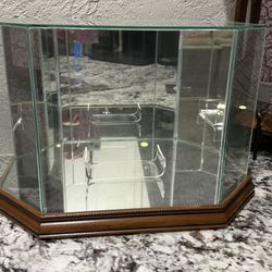 Football Glass Display Case Mirrored 