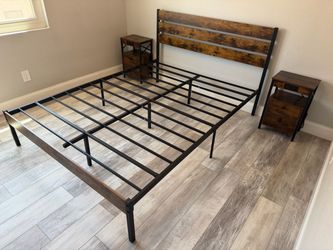 Rustic Queen Bed Frame w/ Matching Night Stands $150 obo