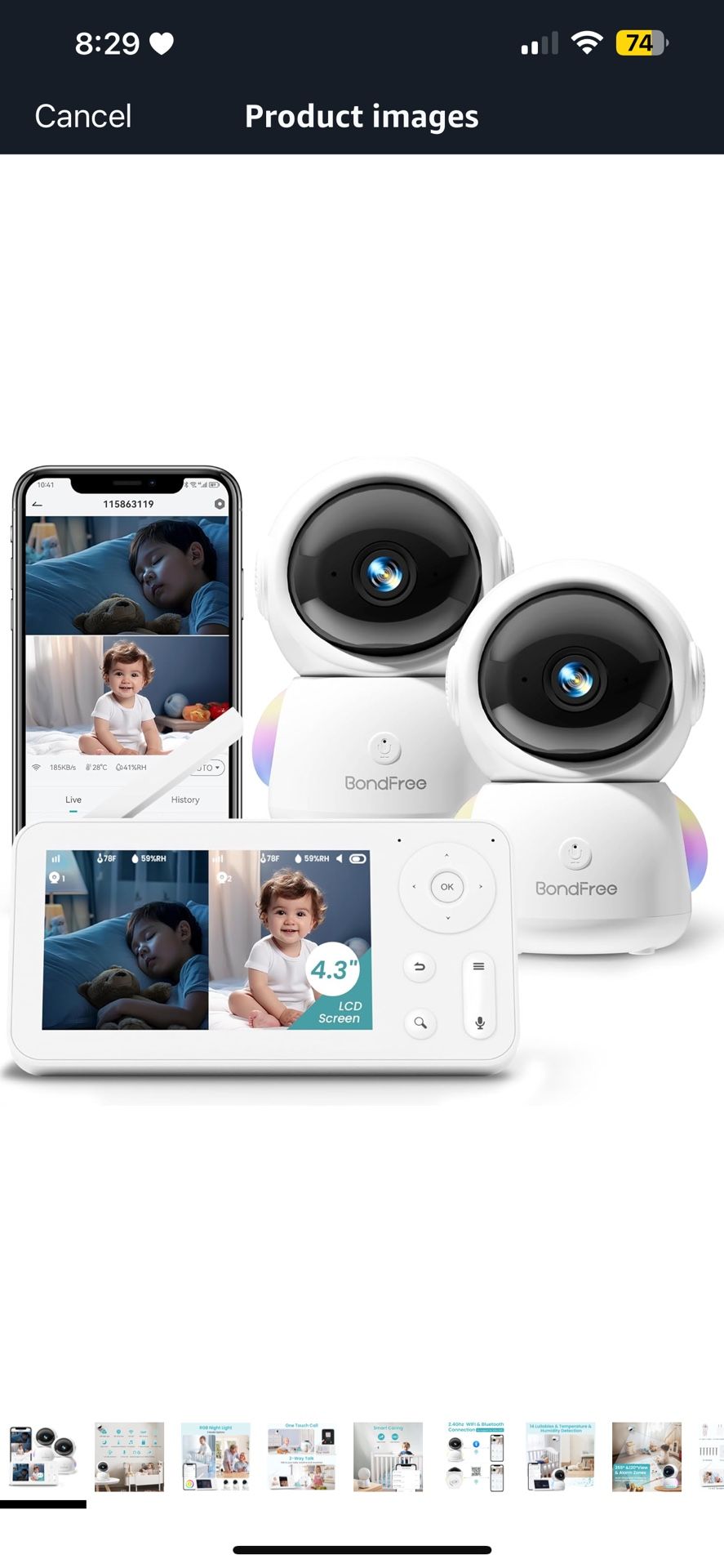 BondFree 2K Baby Monitor with 2 Cameras