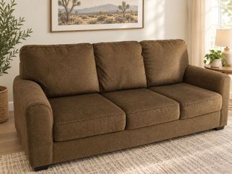 Brown Fabric 3-Seat Sofa w/ sofa bed