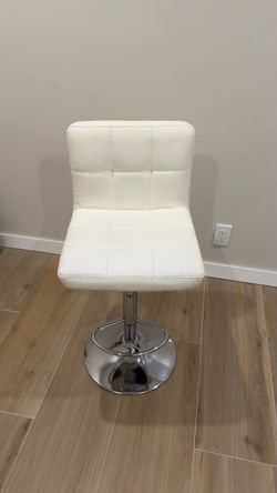White Tufted Adjustable Bar Stool