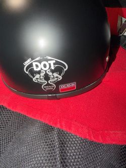 Matte black DOT motorcycle helmet, XXL (63–64 cm). Opened but never used. Clean, like new condition with tags attached.