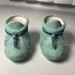 Collectible PORCELAIN Baby Shoe Vase/Planter, Blue, JAPAN Nursery Decor