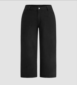 Black Wide-Leg Cropped Pants