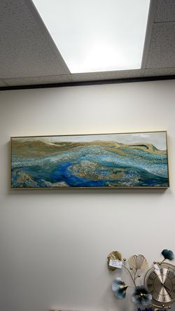 Abstract Ocean Resin Wall Art Gold Frame