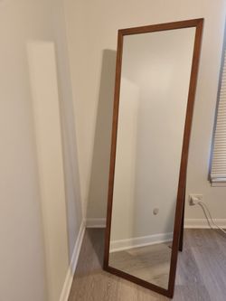 Full-Length Leaning Mirror | Wood Frame, 20x65" | No Wall Mounting Needed
