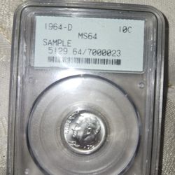 1964-d ms64 sample 5128 64/(contact info removed) dime proof