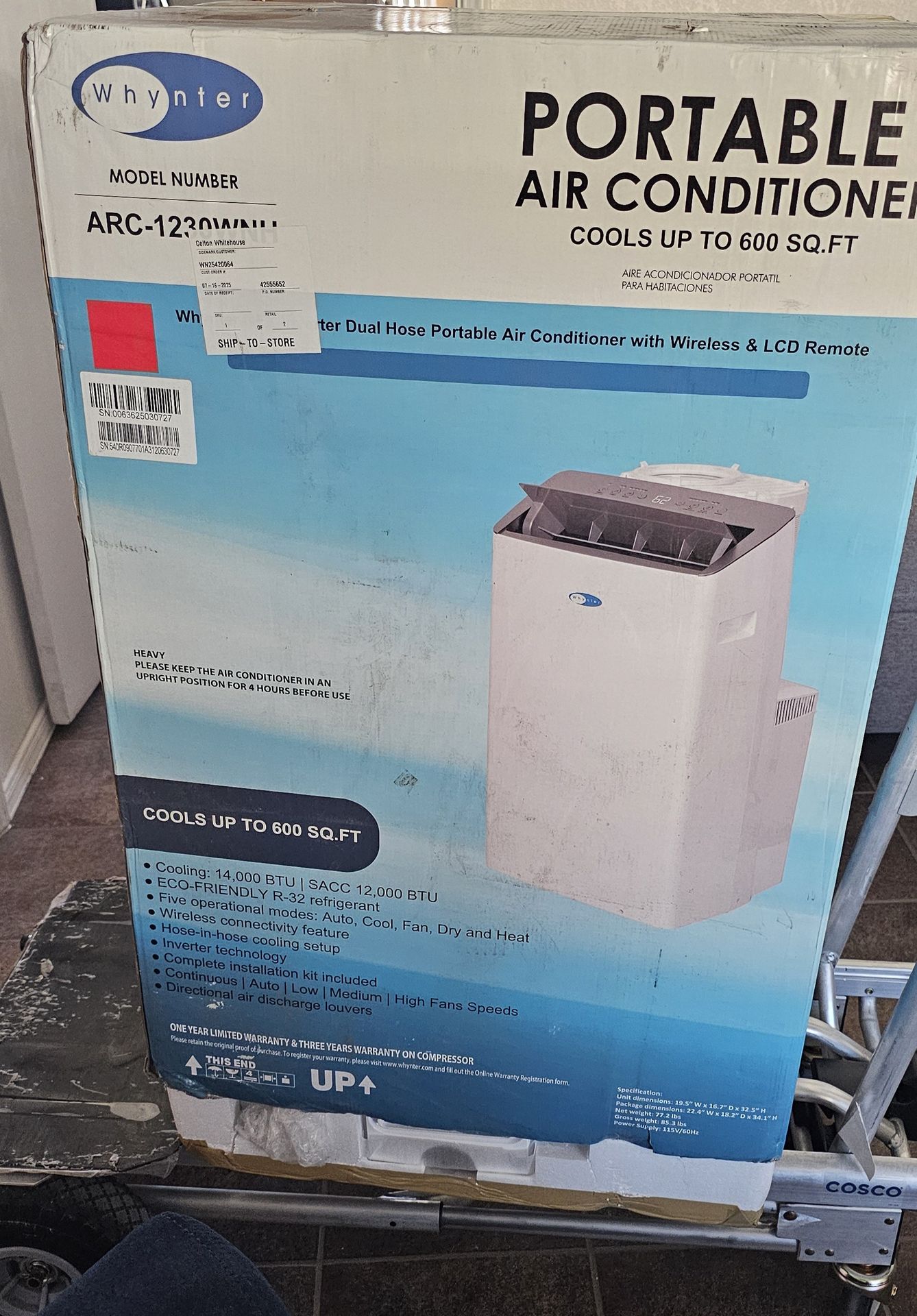 Whynter Inverter Dual Hose Portable Air Conditioner with Smart Wi-Fi ...