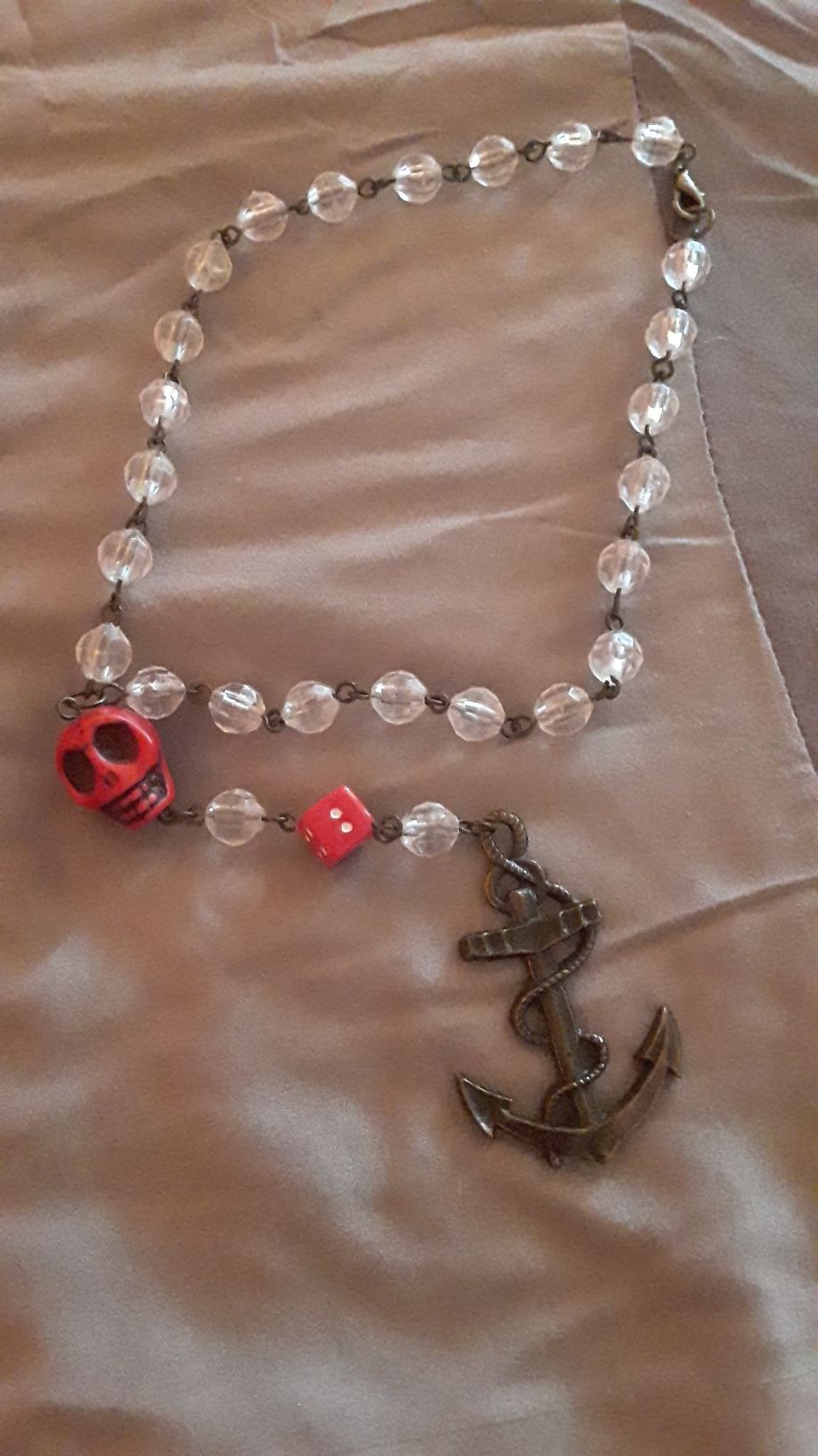 $5 Necklace - Skull/Dice/Anchor beaded necklace "choker style"