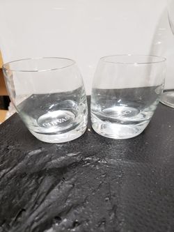 2 Chivas Slanted embossed logo rocks glasses