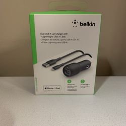 Belkin Dual USB-A Car Charger 24W( IPhone) 