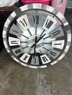 Large Farmhouse Wall Clock with Roman Numerals