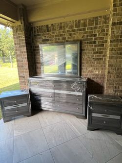 Mirrored dresser and nightstand